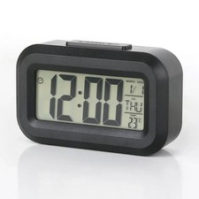 Image of Digital LED Bedside Snooze Alarm Clock Time Temperature Day/night Mode Clock Uk