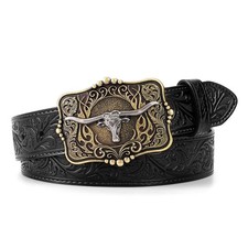 LALATCH Cowboy Cowgirl Belt Western S for Waist 33  -36  , Gold Buckle / Black