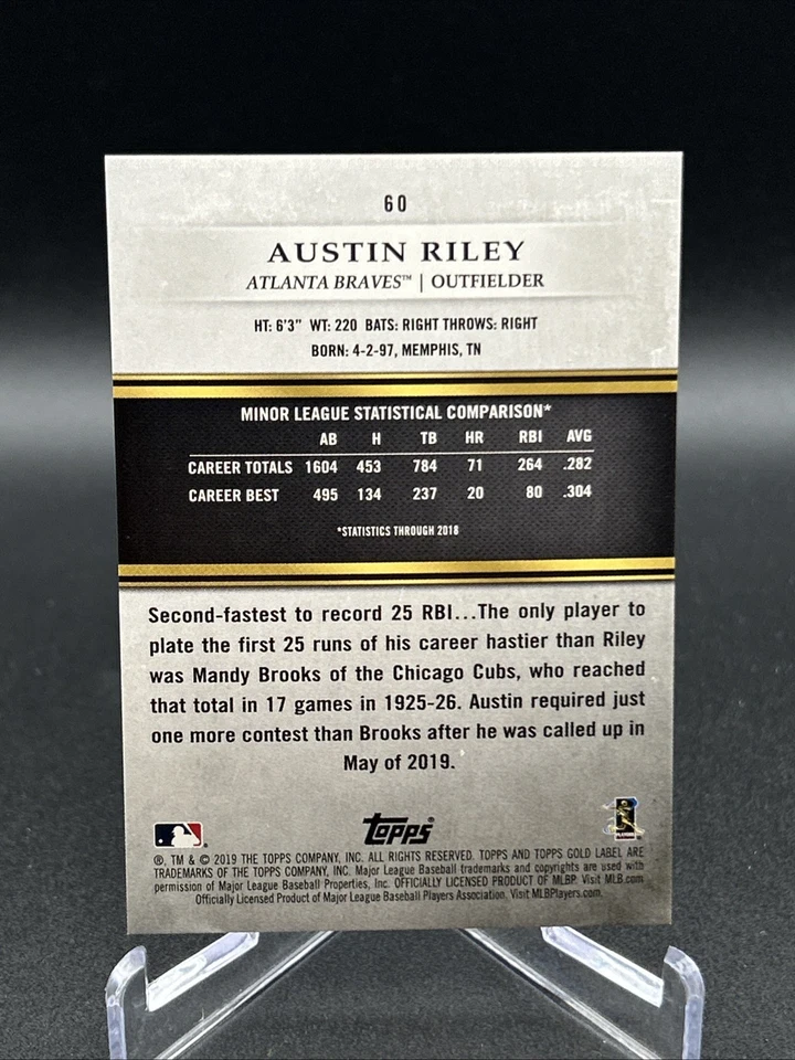 2019 Topps Gold Label Austin Riley #60 Class 2 Red /50 (RC) - Image 2 of 2