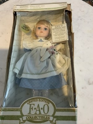 F.A.O. Alice in Wonderland Porcelain Doll 13''  Limited - Box Damage Doll Perfect