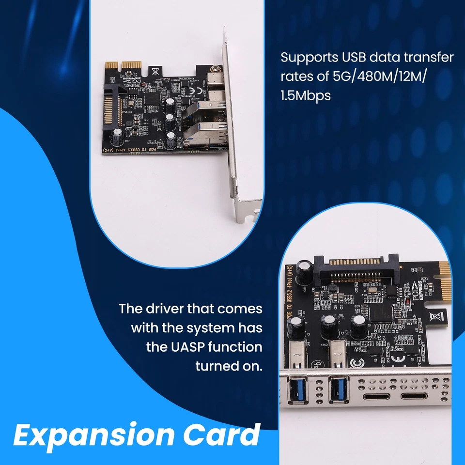 2X(PCI Expansion Card 4-Ports (Type-C+A) USB 3.2 Expansion Card 5Gbps High3112 - Image 4 of 4
