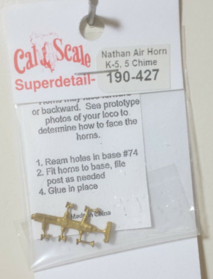 Brass Nathan Air Horn K-5 5 Chime Diesel Cal Scale 190-427 HO Kit Model Railroad