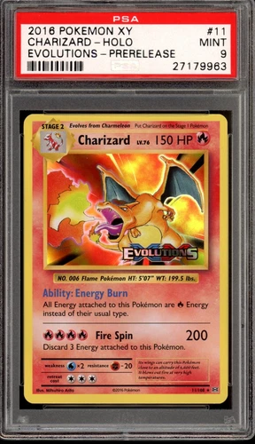 2016 Pokemon XY Evolutions Prerelease Charizard Holo #11 PSA 9 Mint