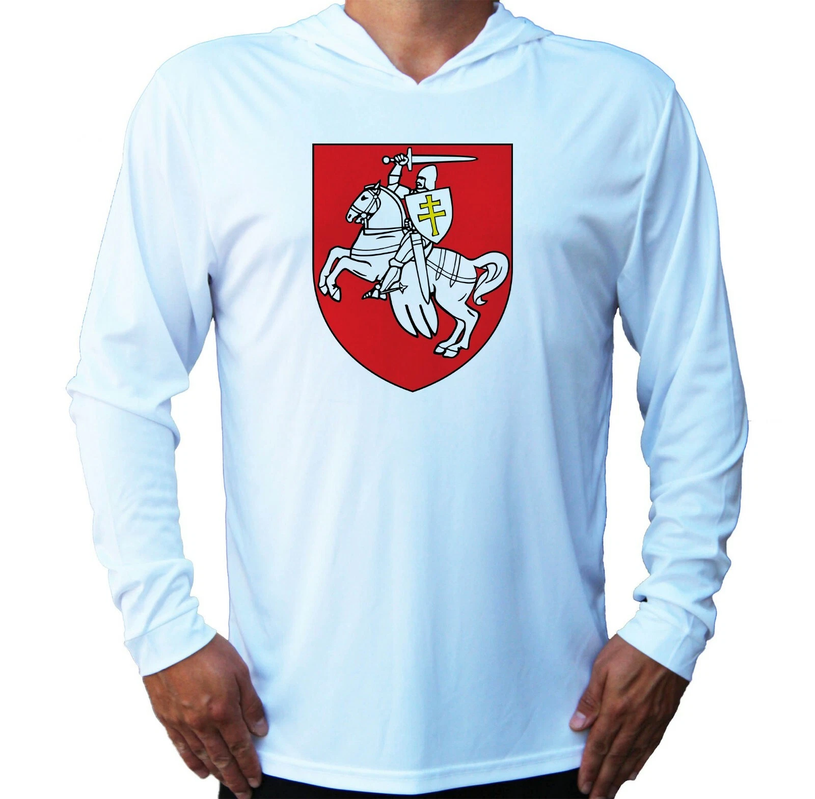 Pohonia Belarus Retro Sport UV Protected UPF 50 Long Sleeve T-Shirt Hood Fishing
