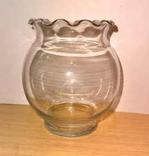 Globe Ball Glass Vase MINI Fish Bowl Round Scalloped Top No ID 4-3/4" d x5-1/4"