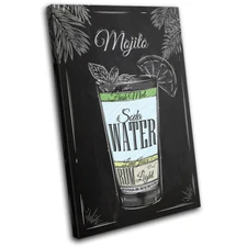 Mojito Cocktail Alcohol Bar Vintage SINGLE CANVAS WALL ART Picture Print