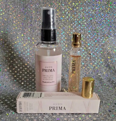 Avon PRIMA Perfume Spray &  Dry Oil Body Spray 3.25oz  ~NEW COND. ~NEXT DAY SHIP