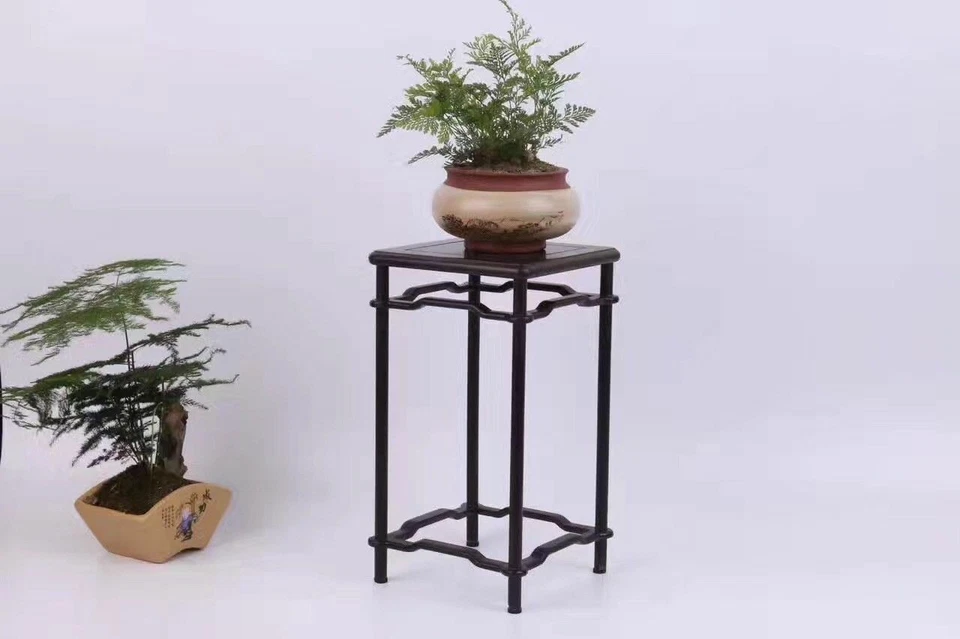 bonsai base black hard wood China Purple sandalwood carved square stand display8 - Image 2 of 4