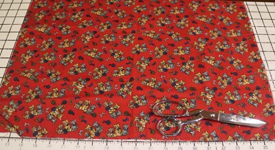 Tossed Cats on Red Cotton Fabric Remnant 44''W x 40''L
