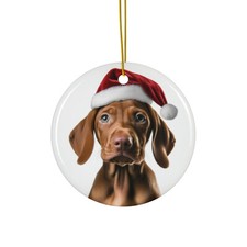 Hanging Ceramic Christmas Tree Ornament - Vizsla Puppy Design