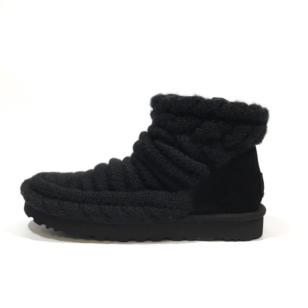 UGG にっと UGG CLASSIC MINI CHUNKY CABLE KNIT BOOTS -BLACK - WOMEN'S US 8