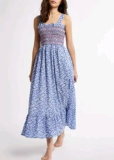 Mille GARDEN Dress Smocked Bodice Condesa Floral Dress Sz Medium