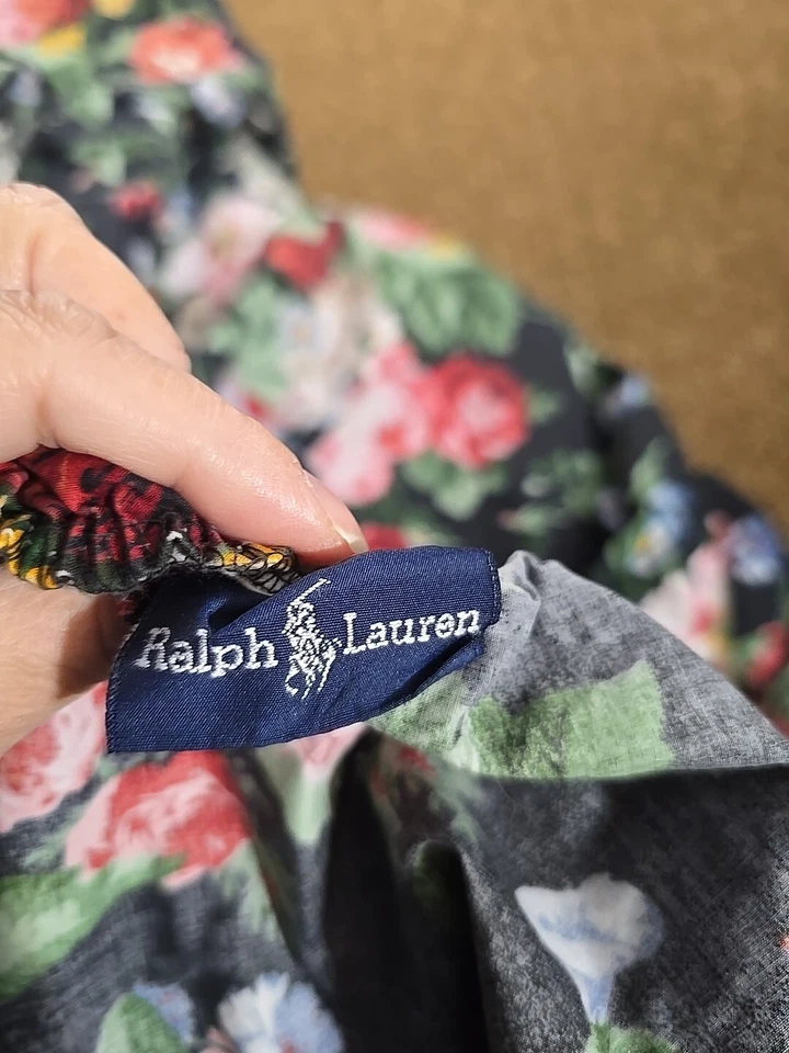 RARE Ralph Lauren *ISADORA KING Fltted SHEET Black FLORALS Cosette - Image 4 of 4