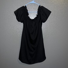Little Black Dress with a Twist: Off-the-Shoulder Ruched Mini (Medium)