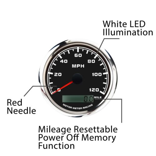W PRO 4-3/8" 110mm GPS Speedometer 120 MPH Waterproof Car Marine Boat Harley - Picture 4 of 10