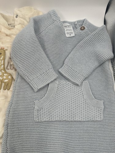 Carter's Infant Baby Blue Long Sleeve Zipper Jumpsuit 0-3 NEWBORN Kyle + Deena - Picture 7 of 10