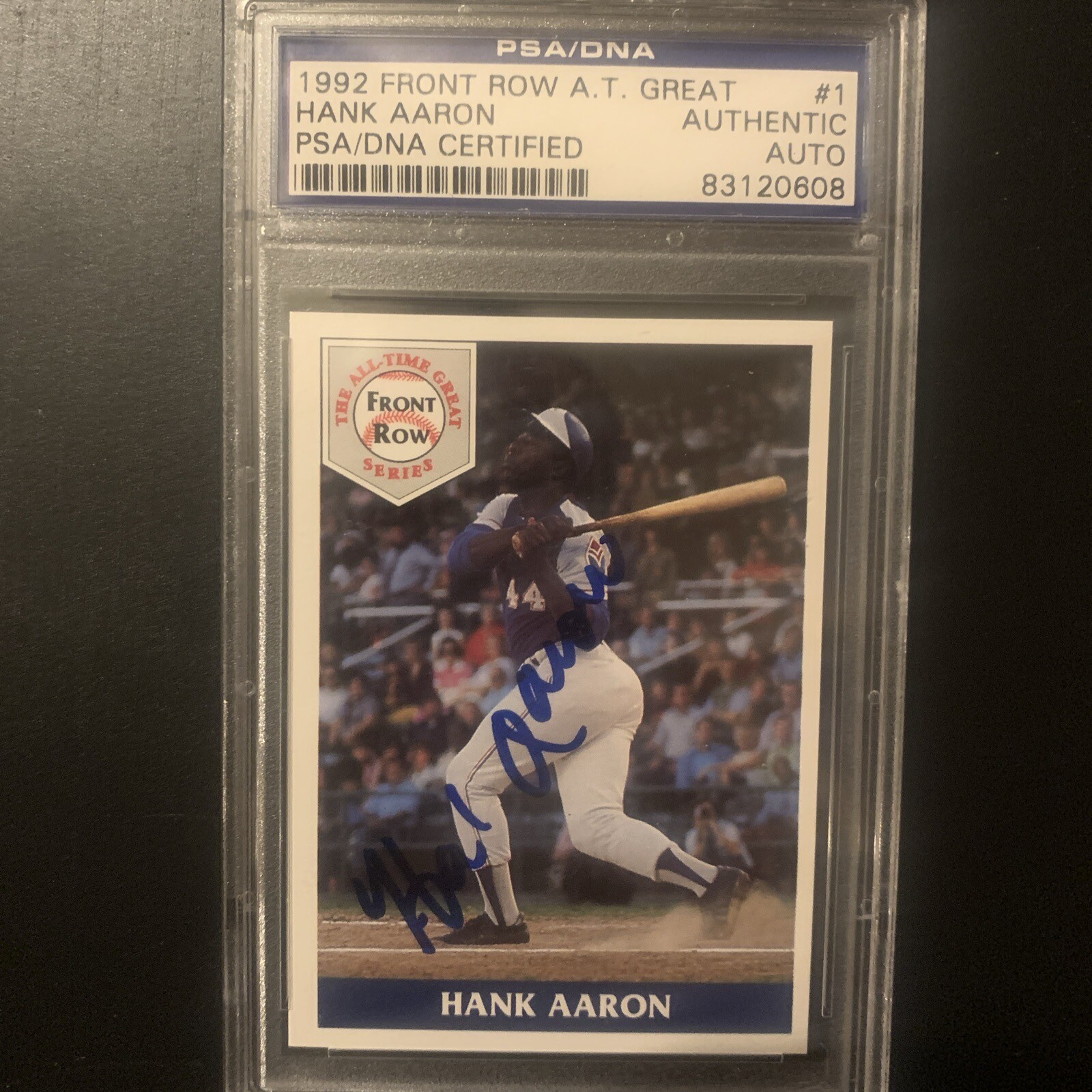 Hank Aaron Autographed Signed Braves PSA DNA Vintage Hand Sign Baseball Collector Card 1992 