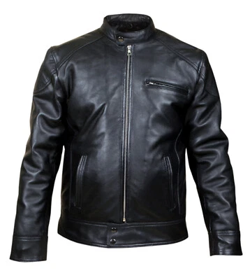 Lederjacke Optik Herren Bikerjacke Schwarz Lederimitat Vegan Gr.S Neu - Bild 1 von 3