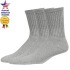 3 6 12 Pairs Mens Grey Ribbed Work Athletic Crew Socks Cotton Size 9-11 & 10-13