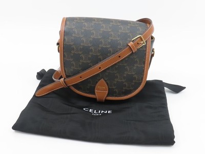 CELINE Triomphe Canvas Calfskin Tan Medium Folco