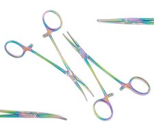 2 Assorted Mosquito Hemostat Forceps 5" Locking with Handle Rainbow Surgical