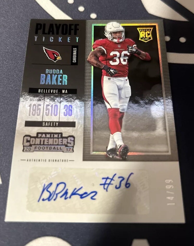 2017 Panini Contenders Playoff Ticket /99 Budda Baker #191 Rookie Card Auto RC