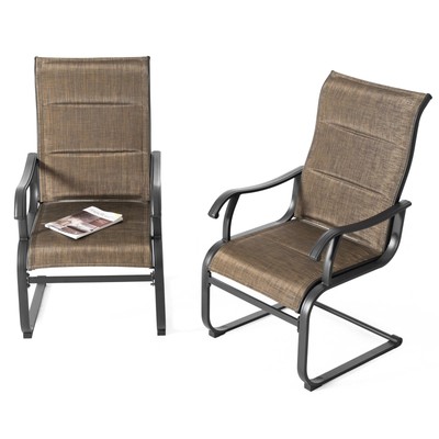 Patio Dining Chairs Set of 2, All Weather Outdoor Padded Textilene Patio Chai...