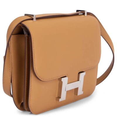 67018 auth HERMES Biscuit beige Swift leather CONSTANCE 18