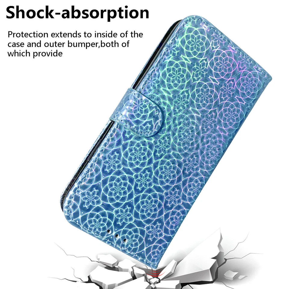 Bling Laser Wallet Cover Case For OPPO Realme Huawei P40 P50 Honor X8 X7 X8A X9A - Image 4 of 4