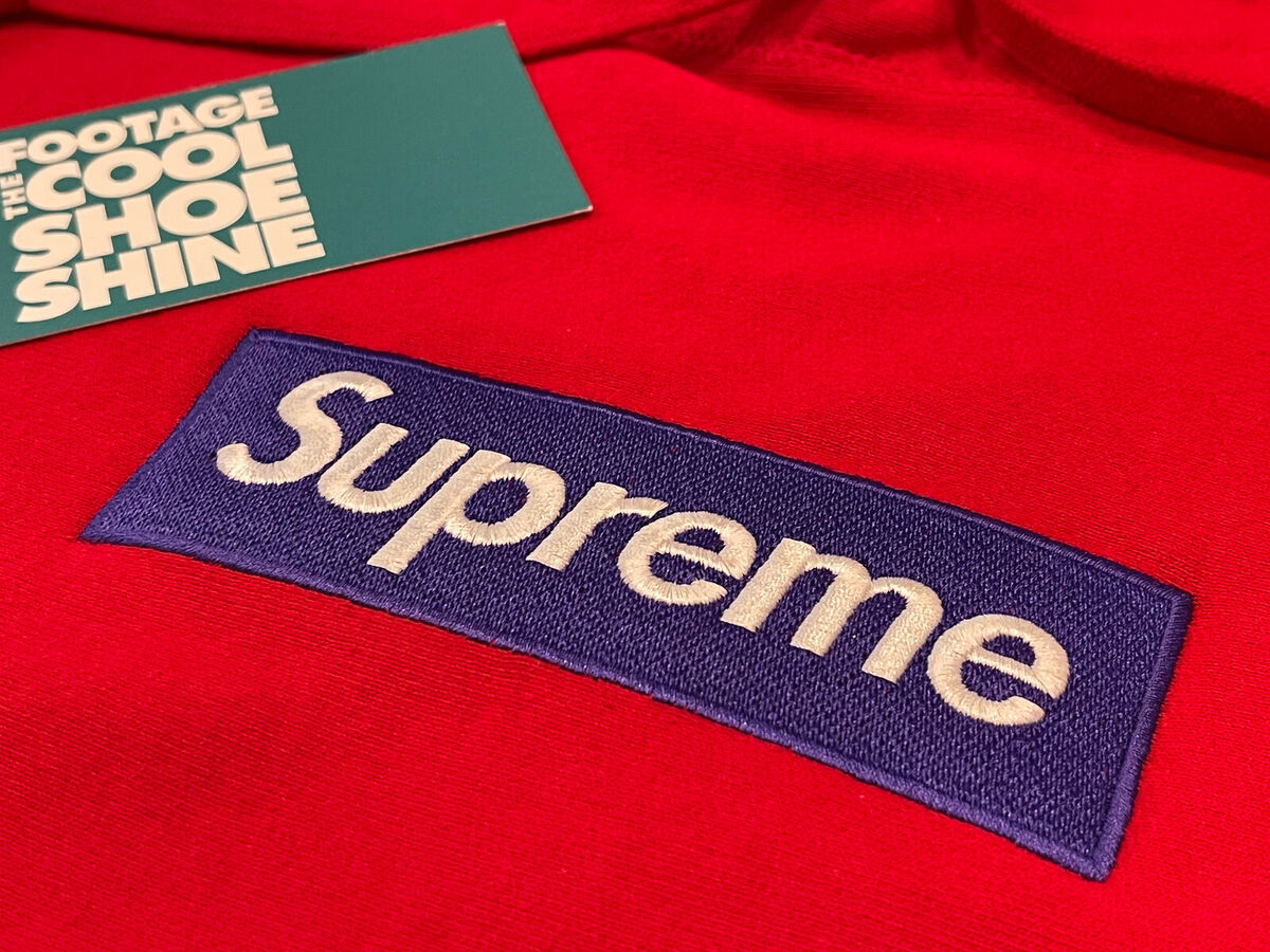 2017 FW17 SUPREME BOX LOGO HOODED SWEATSHIRT RED PURPLE WHITE