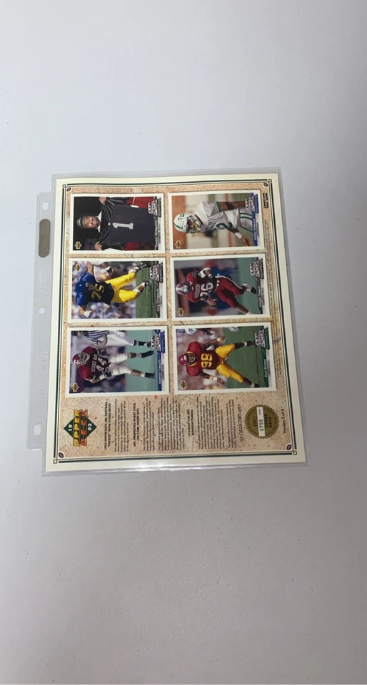 NFL 1992 Upper Deck Limited Edition Top Prospect PROMO SHEET #/8000 AUTHENTIC - Image 4 of 4