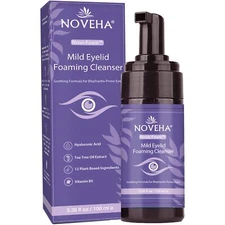 NOVEHA Lavender and Tea Tree Oil Eyelid Foaming Cleanser | Hydrating Hypoalle...