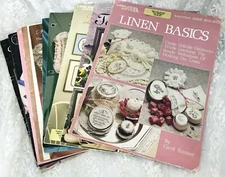 Lot of 11 Counted Cross Stitch Leaflets and Booklets Leisure Arts Country Crafts