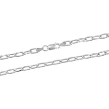 Playful Modern 4mm Oval Link 18-inch Sterling Silver Cable Chain Necklace