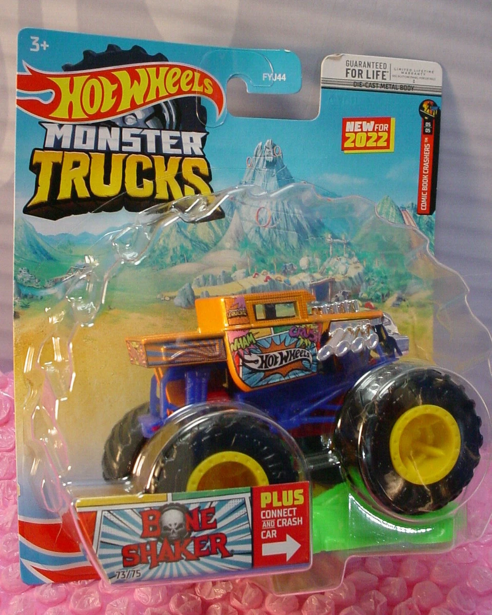 2022 HOT WHEELS MONSTER TRUCKS ORANGE BONE SHAKER WITH GIANT WHEELS 1:64  NEW