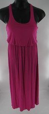 Women Solid Pink Fuchsia Maxi Racer Back Dress Size Small EUC