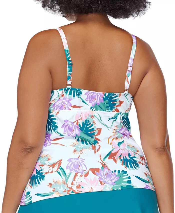 Nuevo con etiquetas Camiseta Tankini Estampada Aries Raisins Curve para Mujer Multicolor 14W-22W $70 LLL179 Foto 3 de 4