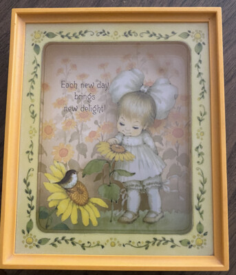 Vtg Hallmark Scene Setters Yellow 3D Girl Shadow Box 6 x5'' Approximately