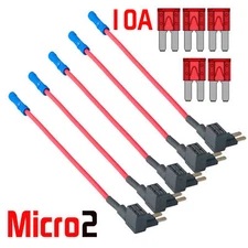 5Pc 10A Micro2 APT ATR Blade Fuse Holder Car Add-a-Circuit Fuse TAP Adapter