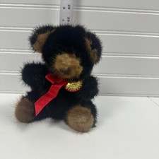 Rare Bear Mink Teddy Bear Black  Brown Plush Toy Vintage 1982 with Hang Tag