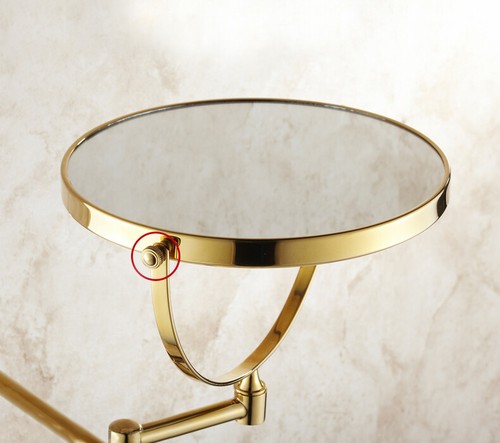 Bathroom 8 Inch Golden Brass Double Side Makeup Mirror 3X Magnifying Wall Mount - Picture 3 of 5
