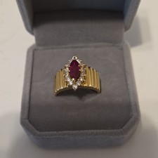 Vintage 14k Gold Marquise roter Rubin Ring mi...