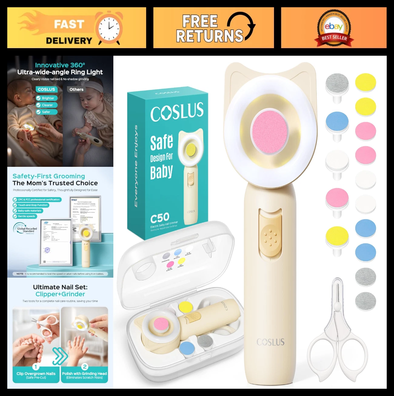 Gentle Electric Baby Nail File & Trimmer - 16-in-1 Kit, Safe for Infants & Toddl
Opens in a new wind