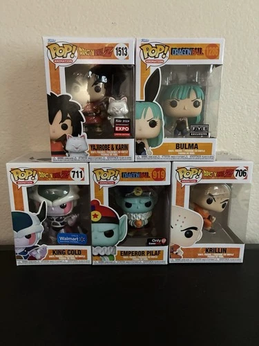 Funko Pop! Dragon Ball Z Lot of 5 Yajirobe, Bulma, Krillin, King Cold, Pilaf