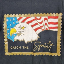 Vintage Catch The Spirit Shirt Mens XL Black Graphic Eagle Flag Made In USA 90s