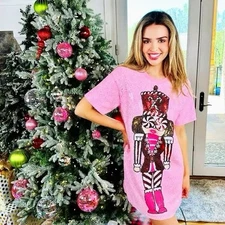 Simply Southern Christmas Dress Top Women’s L/XL Christmas Party Sequined Dress