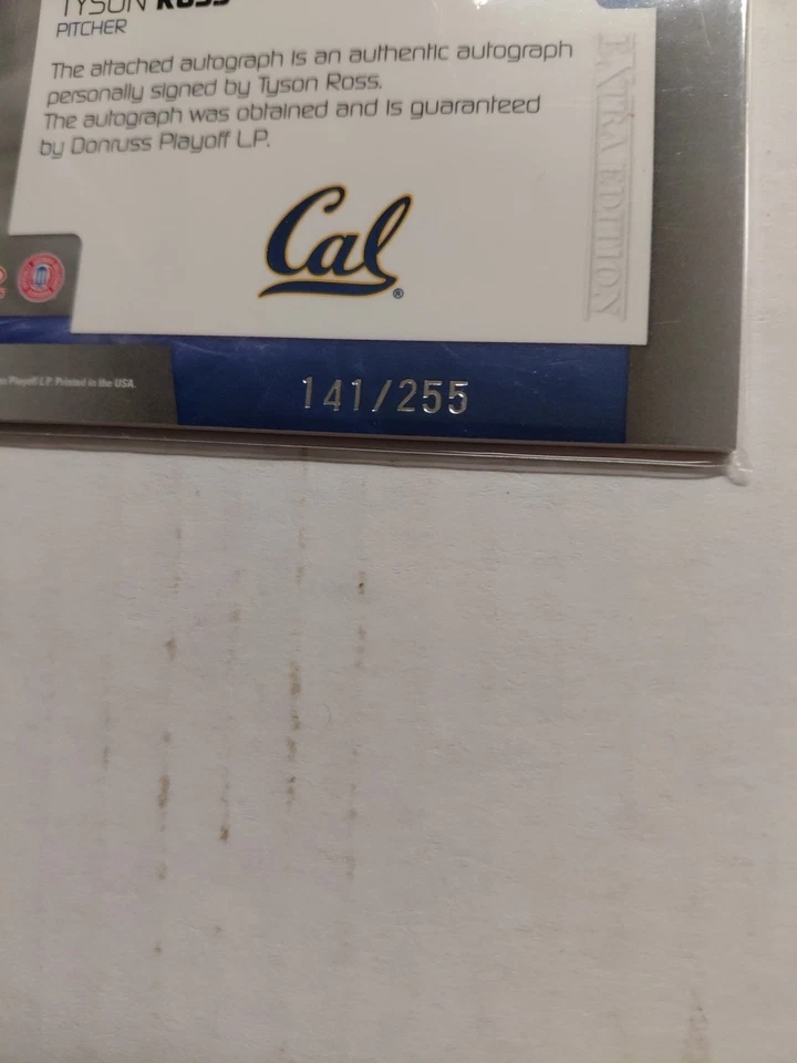 2008 Donruss Elite Extra Edition Collegiate /255 Tyson Ross #CP-28 Patch Auto - Image 3 of 3