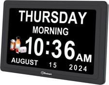 Digital Dementia Alarm Clock Large Display for Seniors, Plug in Electric Date...