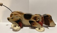 Giocattolo vintage anni 60 Fisher Price Snoopy Sniffer cane tirante in legno funzionante!