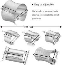 2 Pcs Cuff Bangle Bracelets for Women Open Wide Bracelets Gold Silver Wrist Cuff